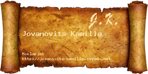 Jovanovits Kamilla névjegykártya